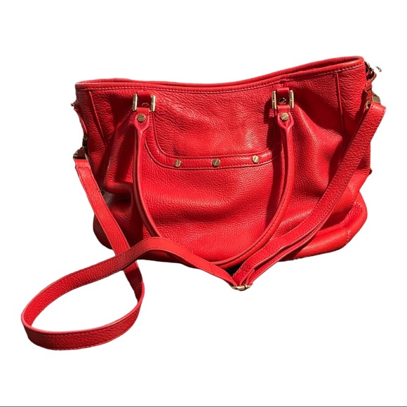 Tory Burch Handbags - Tory Burch Amanda Leather Satchel wild-berry orange